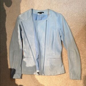 Theory Light Blue Leather Jacket 2